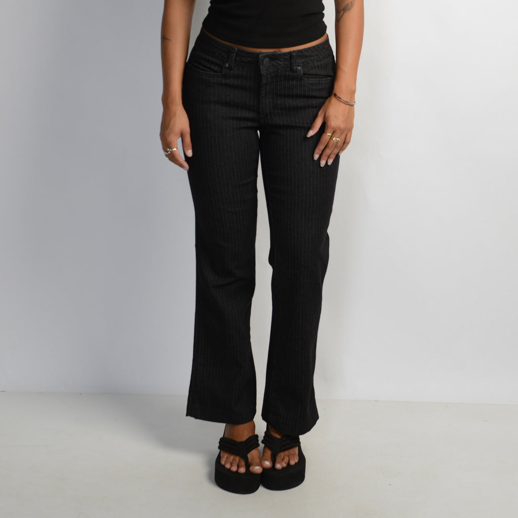 BLACK STRIPE KICK FLARE JEANS