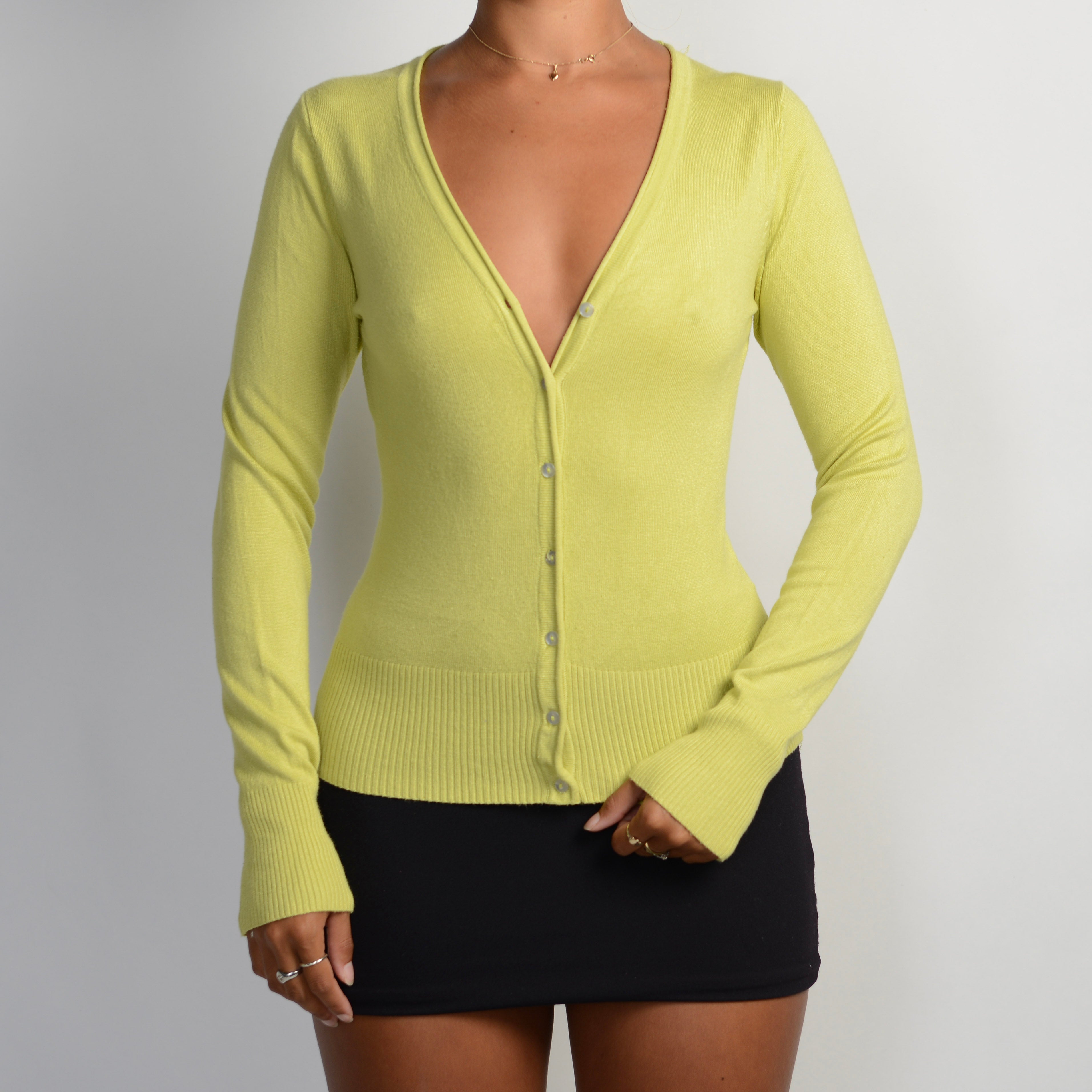 LIME SOFT KNIT CARDIGAN