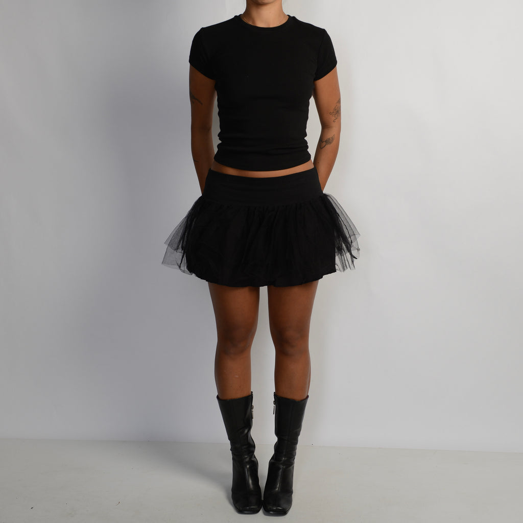 BLACK TULLE MINI SKIRT