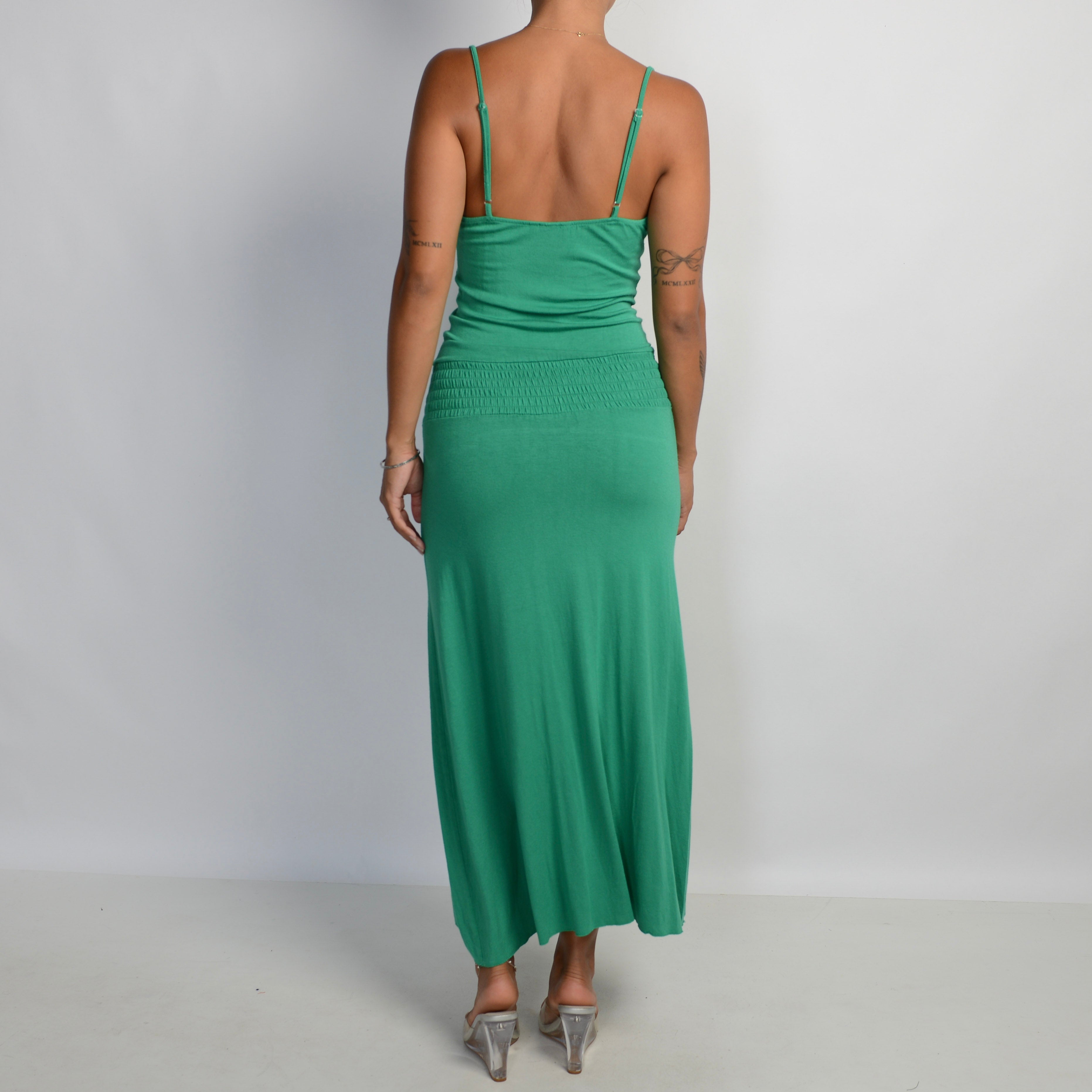 GREEN STRETCH MAXI DRESS