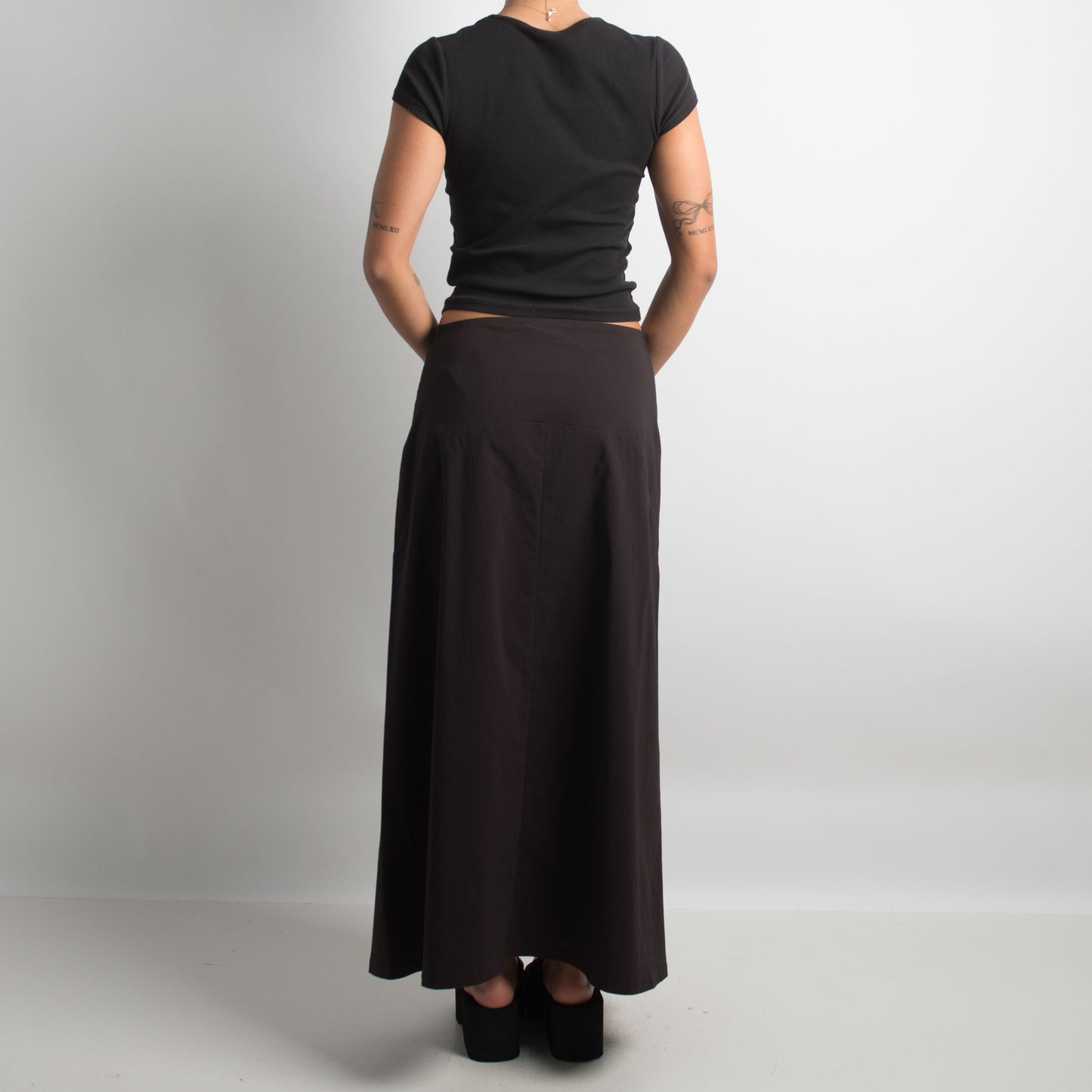 DARK BROWN LONGLINE SKIRT