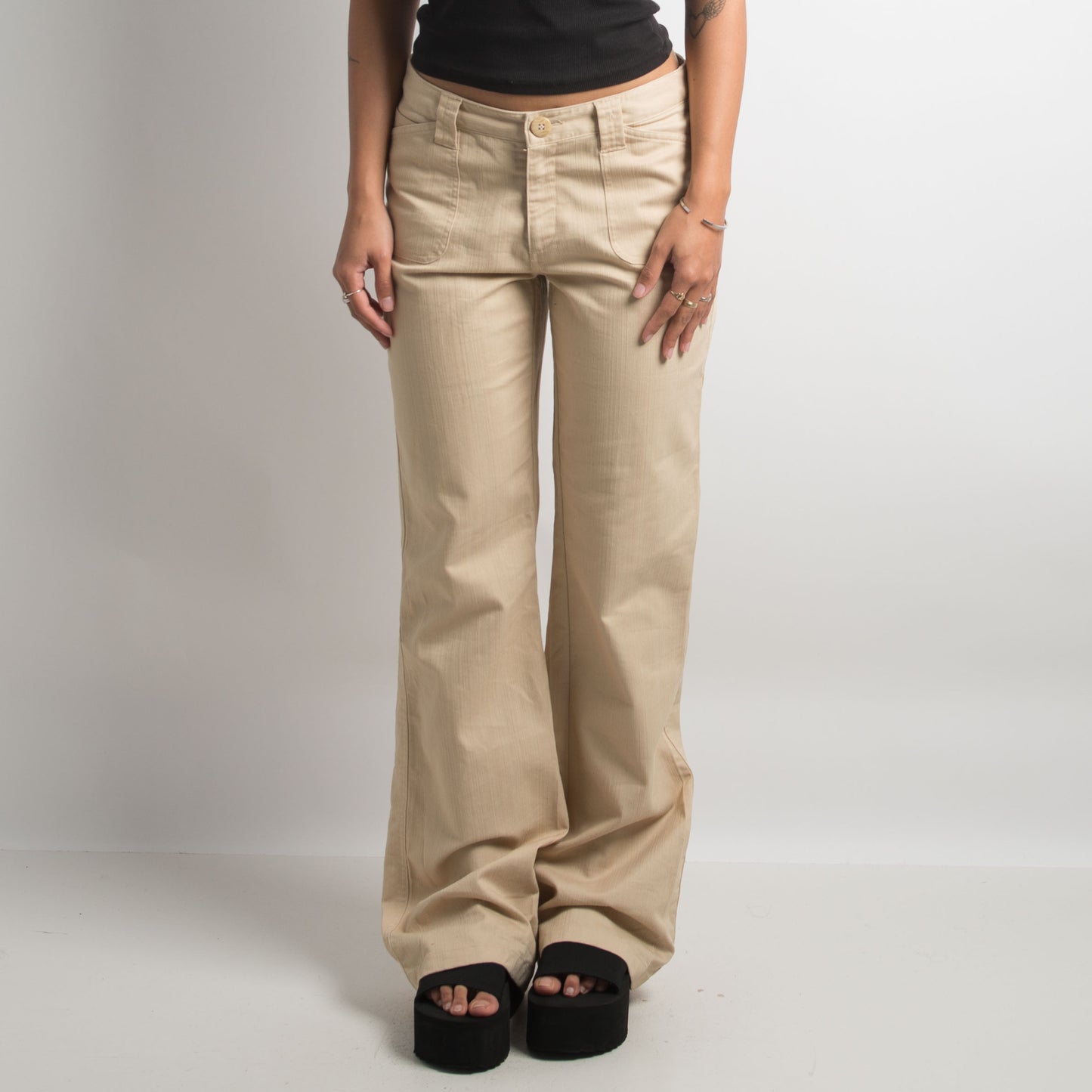 TAN BOOTCUT TROUSERS