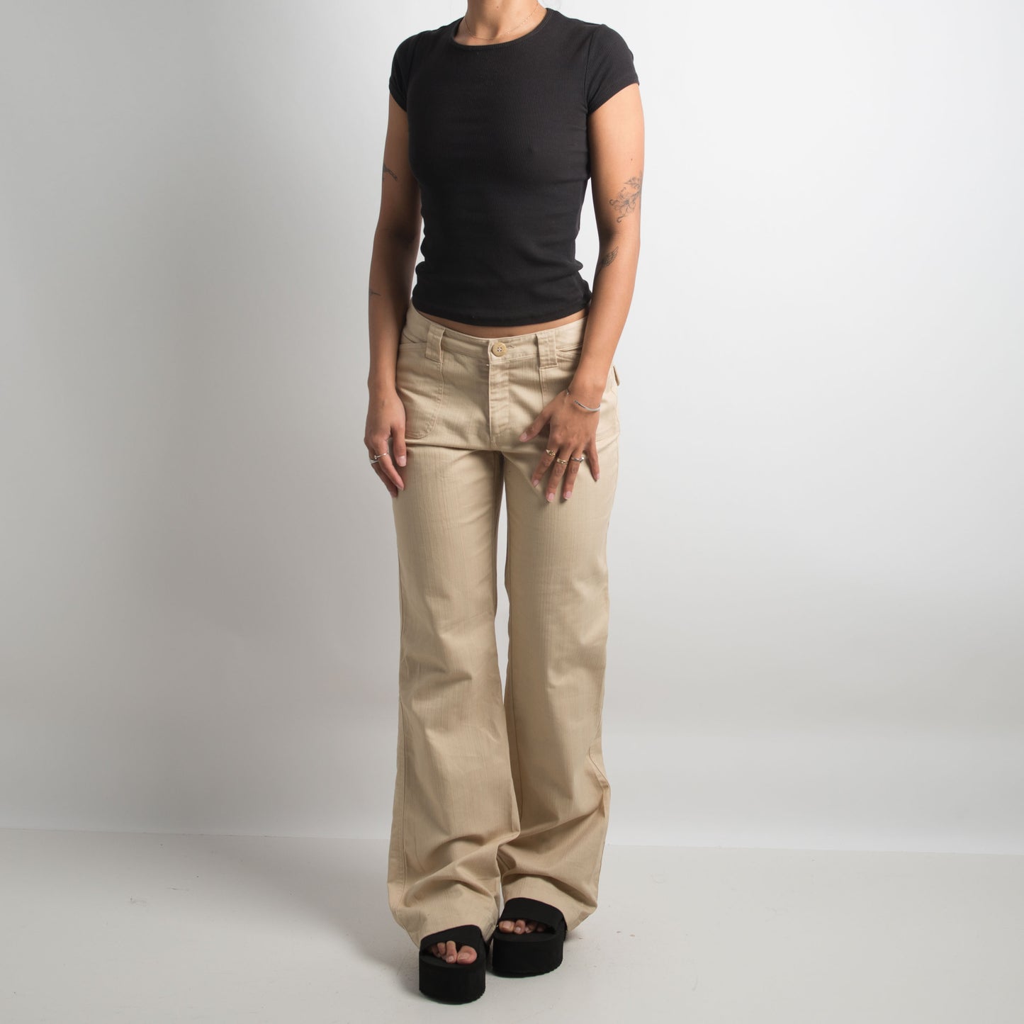 TAN BOOTCUT TROUSERS