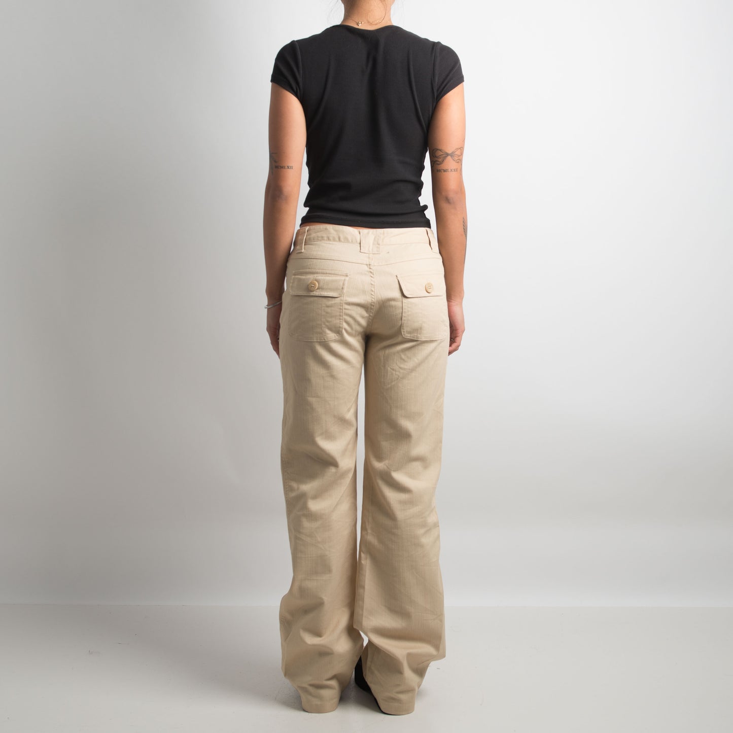 TAN BOOTCUT TROUSERS