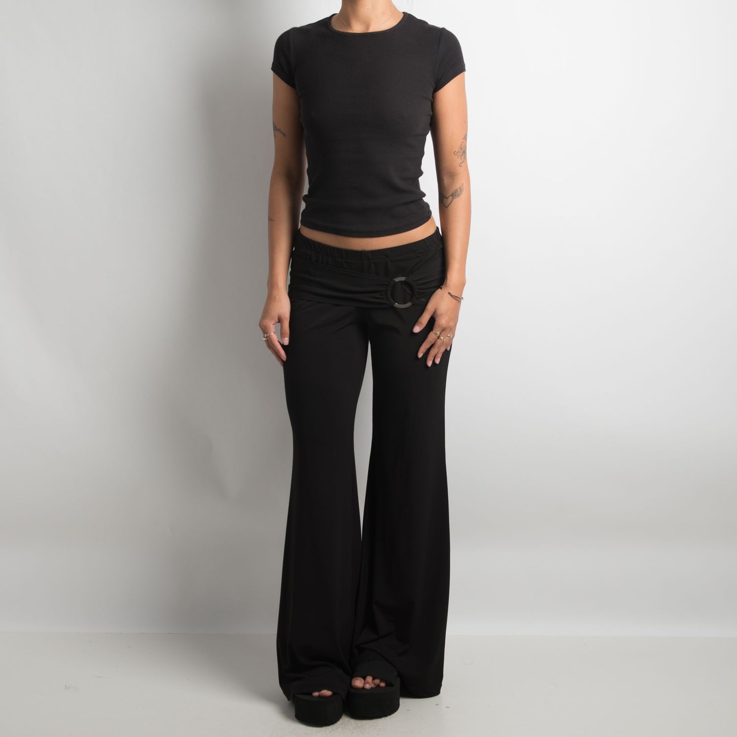 SLINKY BLACK FLARED PANTS