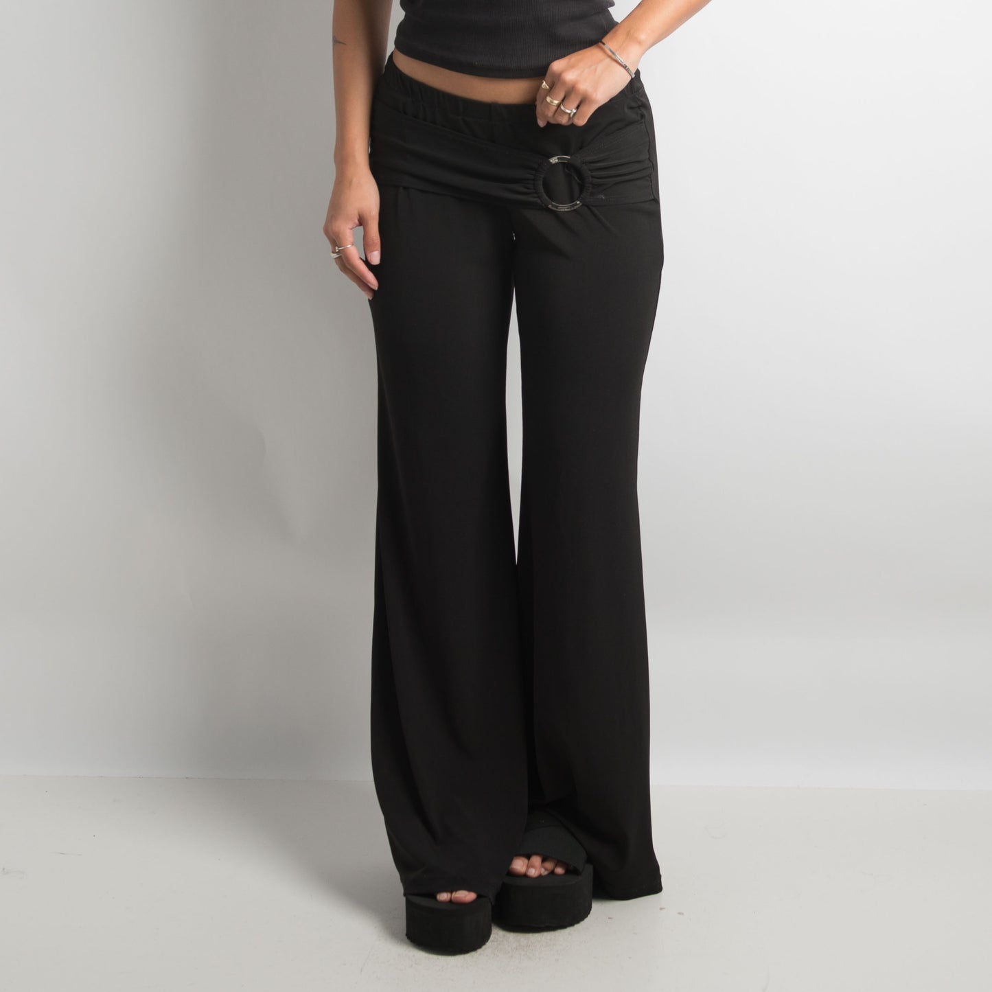 SLINKY BLACK FLARED PANTS