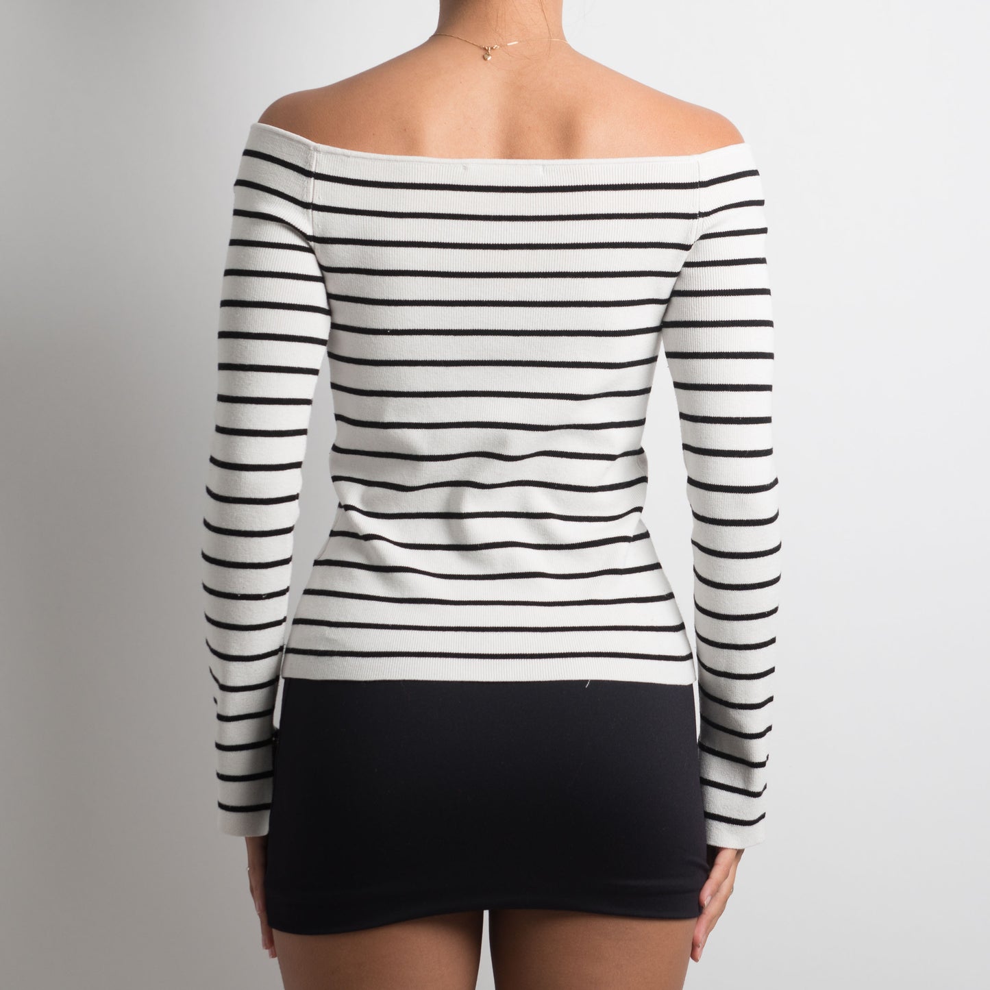 OFF THE SHOULDER STRIPED LONG SLEEVE