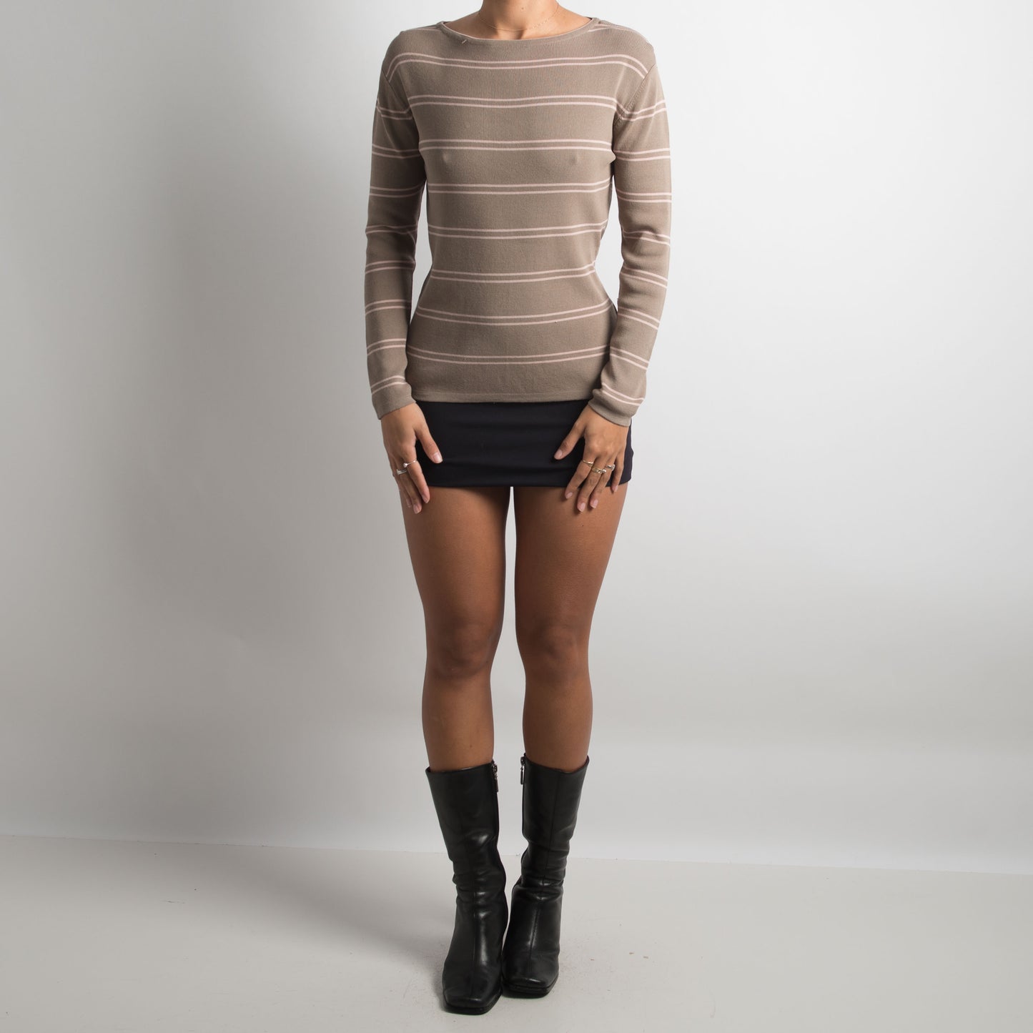 TAUPE STRIPED LONG SLEEVE