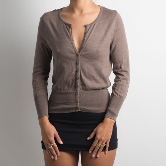 THIN SILK TAUPE CARDIGAN