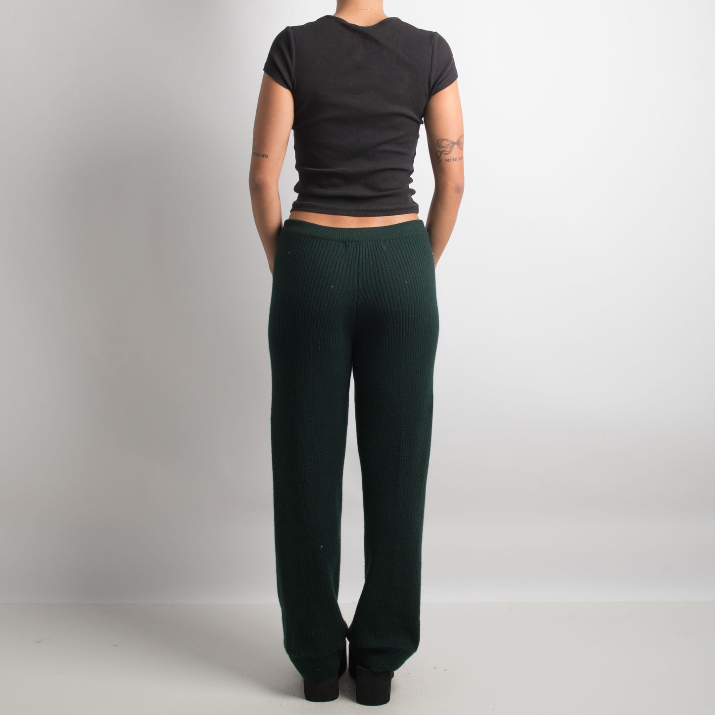 DARK GREEN KNIT PANTS