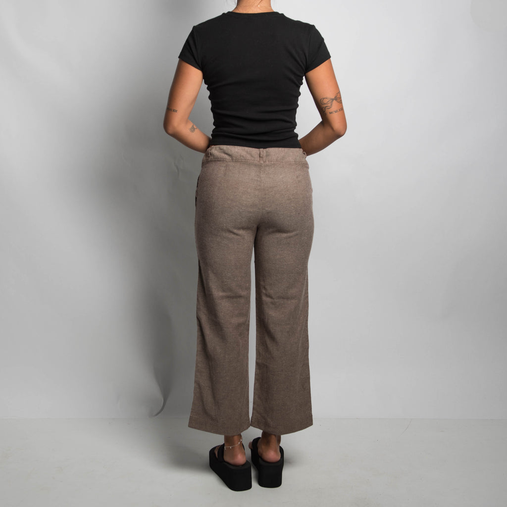 BROWN CROP TROUSERS