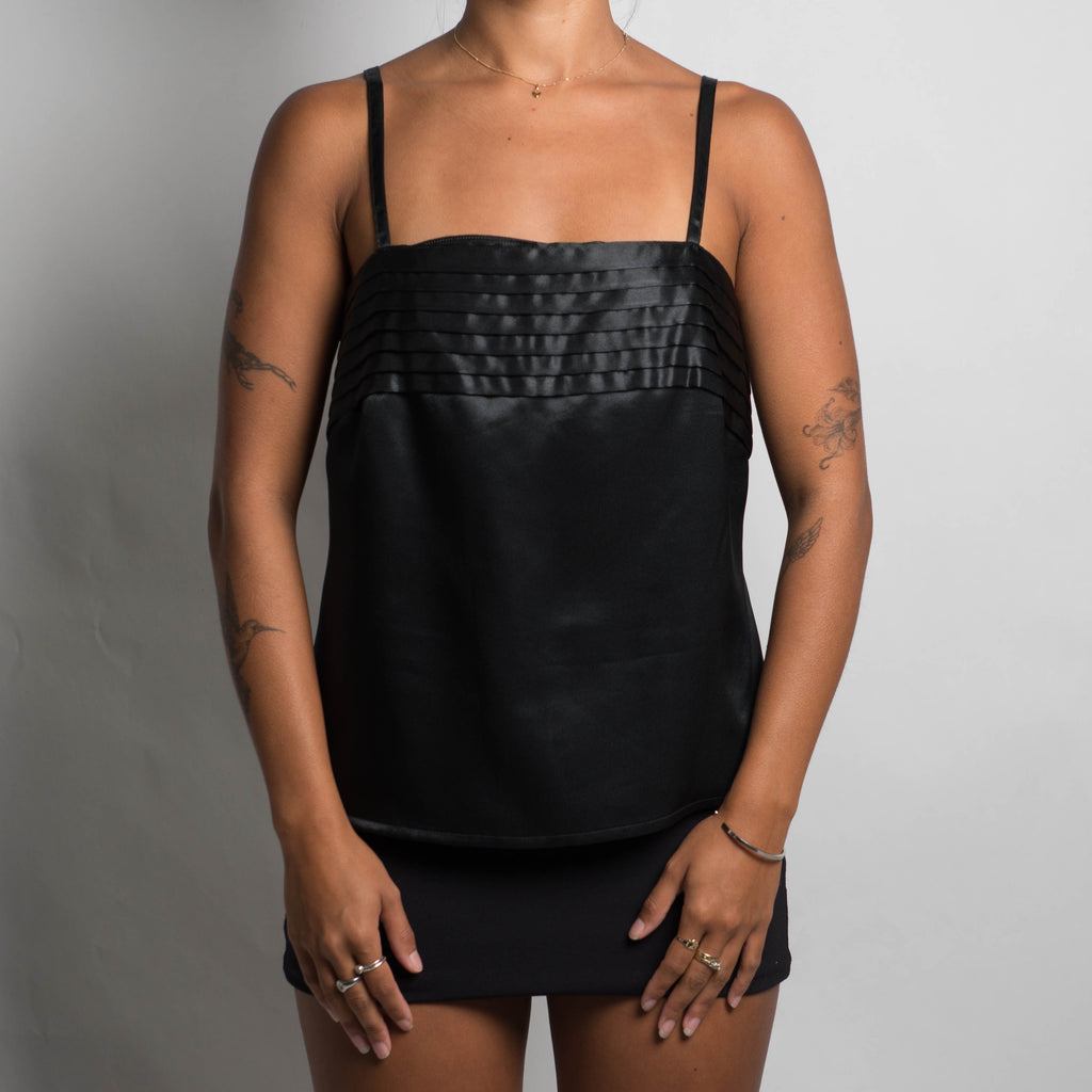 BLACK SATIN CAMISOLE