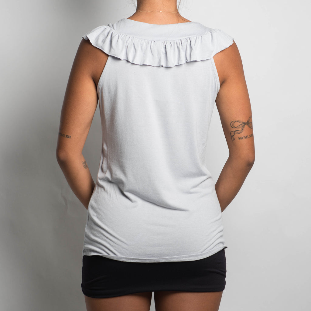 GREY RUFFLE BEADED TOP