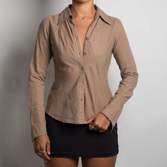 BROWN STRIPE BLOUSE