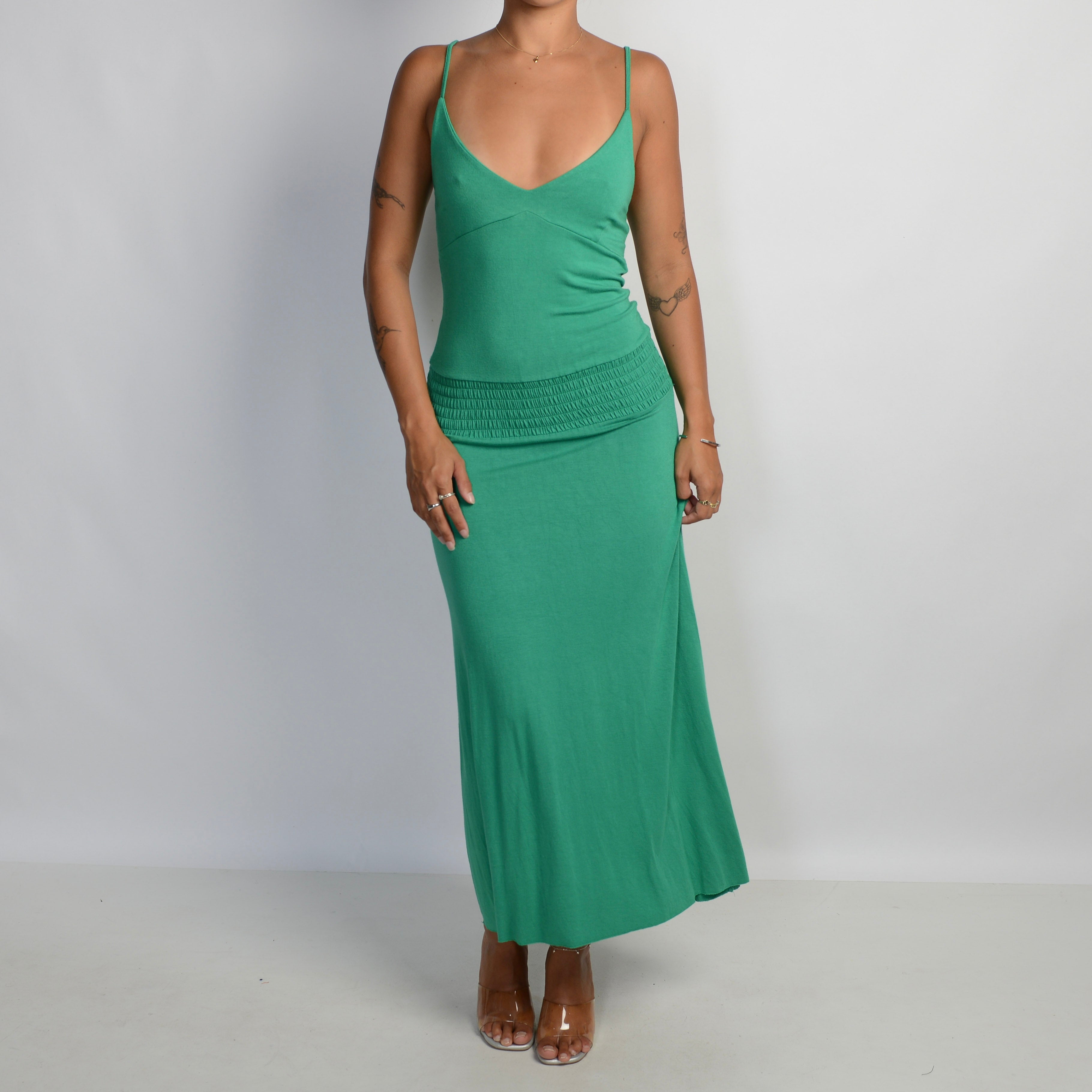 GREEN STRETCH MAXI DRESS