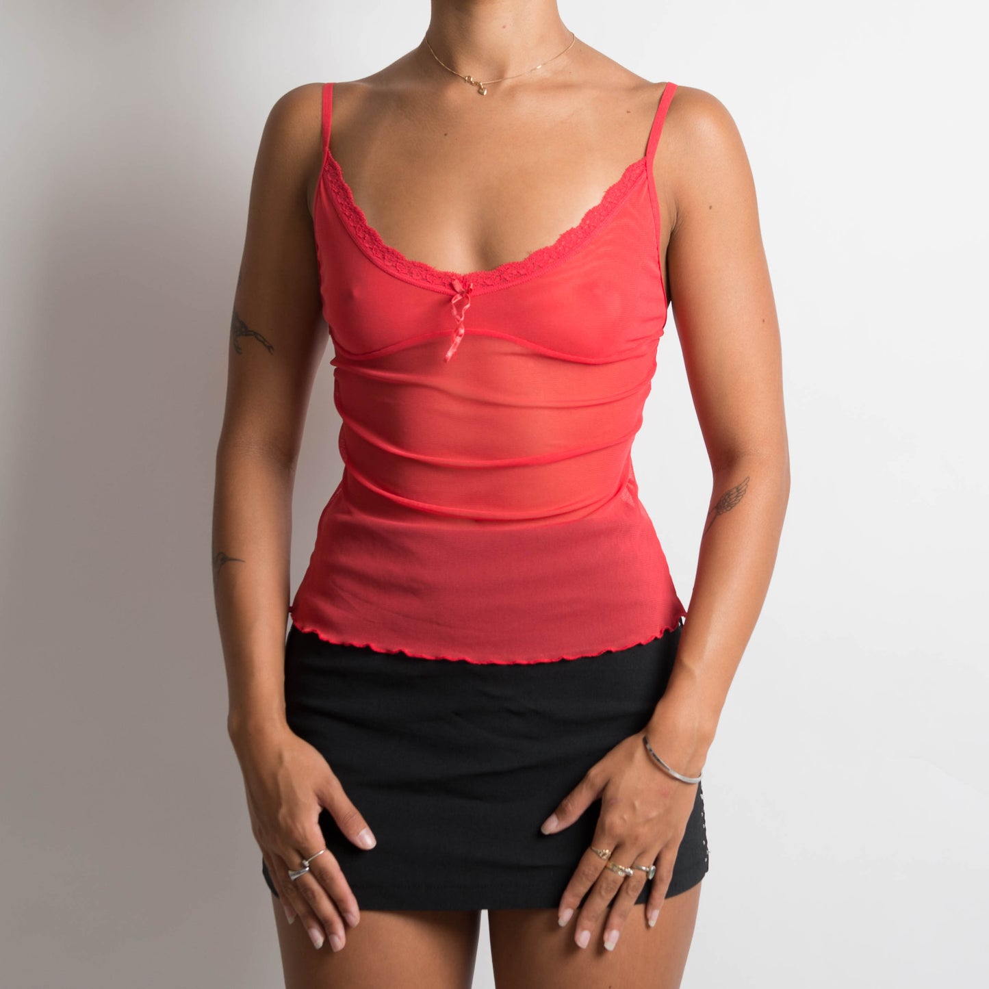 PINK/RED MESH CAMISOLE