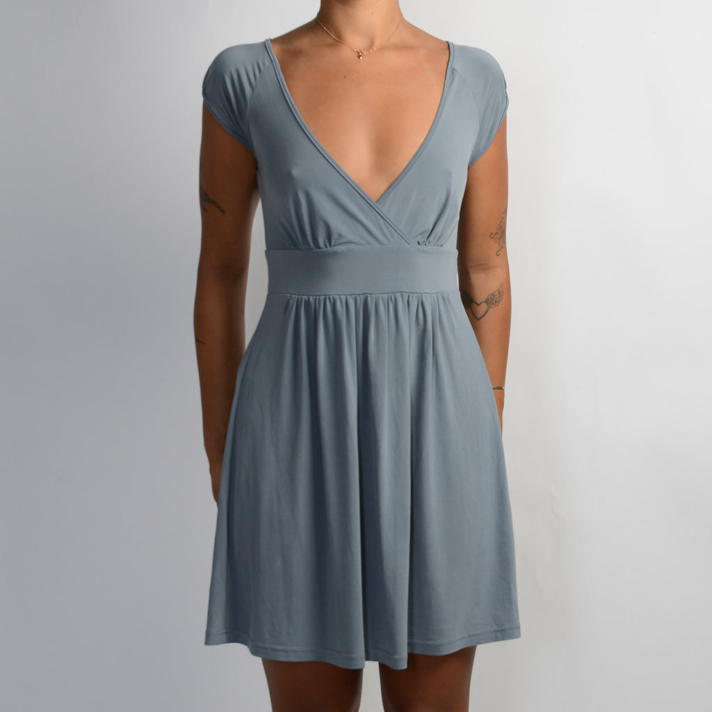 GREY BLUE SLINKY DRESS