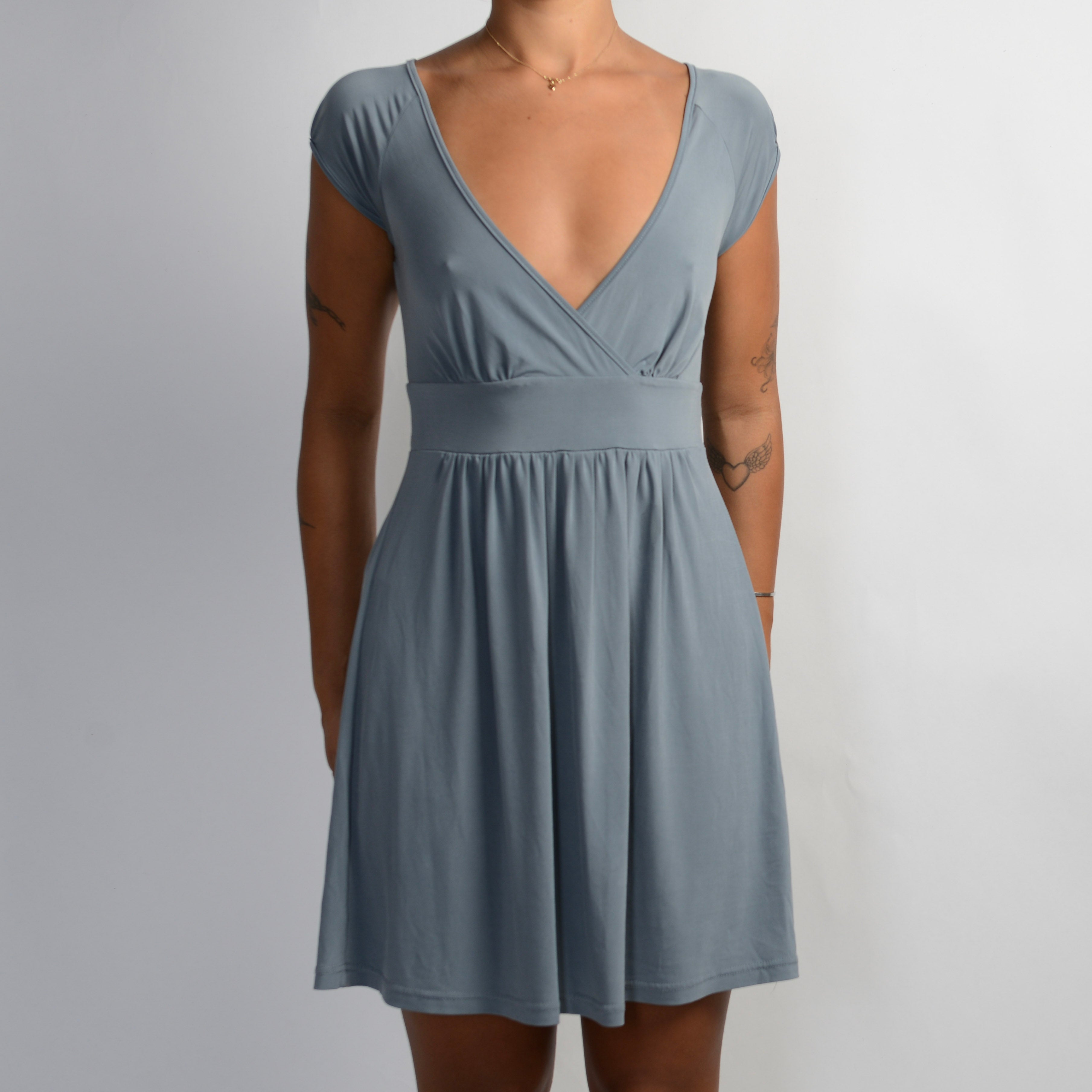 GREY BLUE SLINKY DRESS