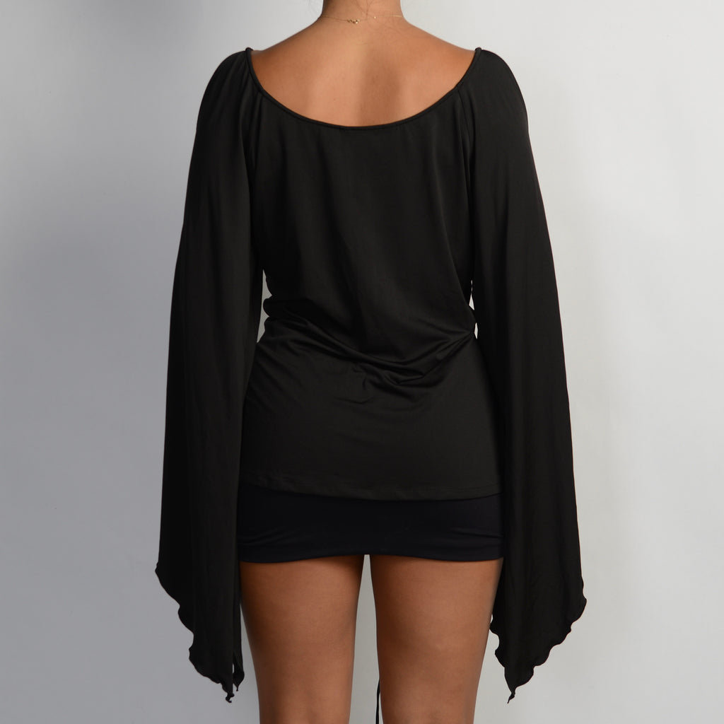 BLACK LACE FRONT TOP