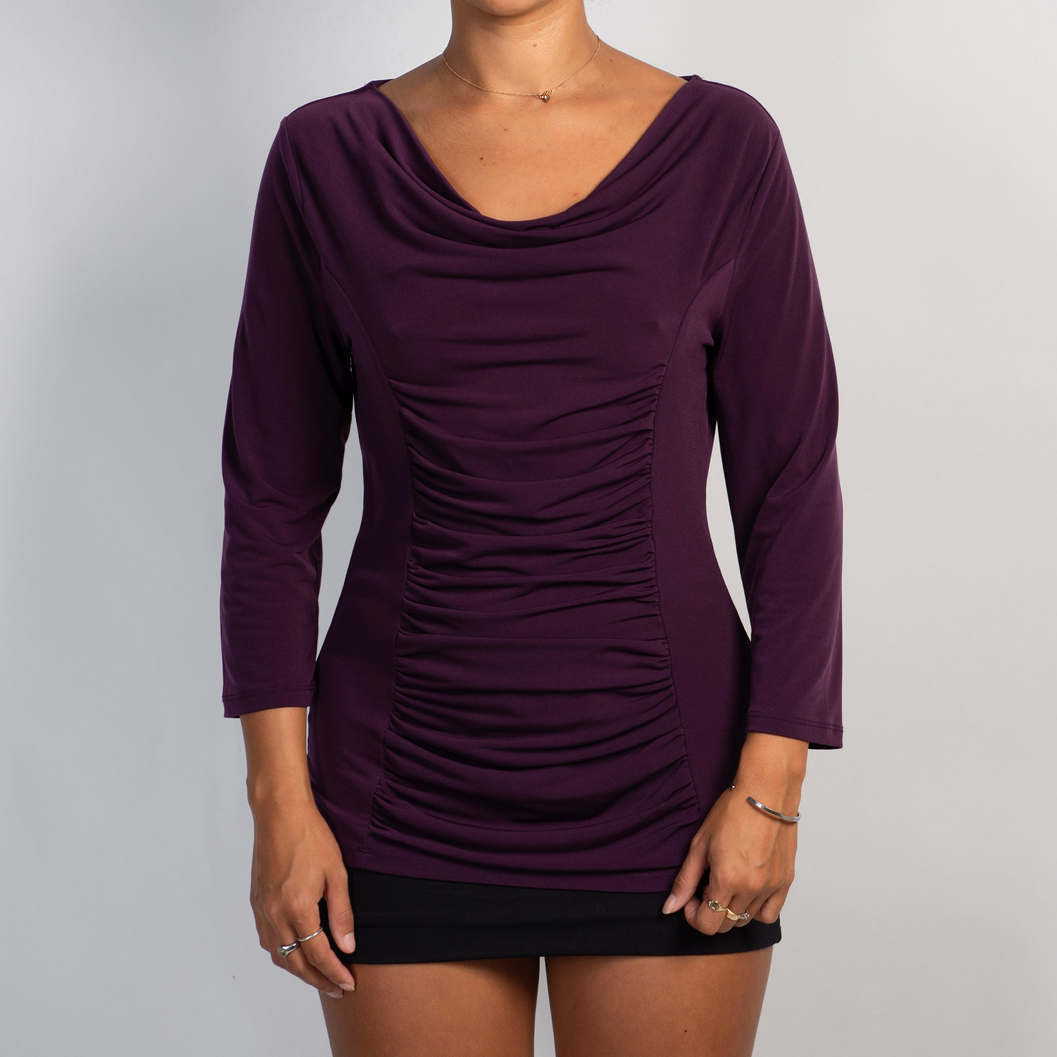 PURPLE COWL NECK TOP