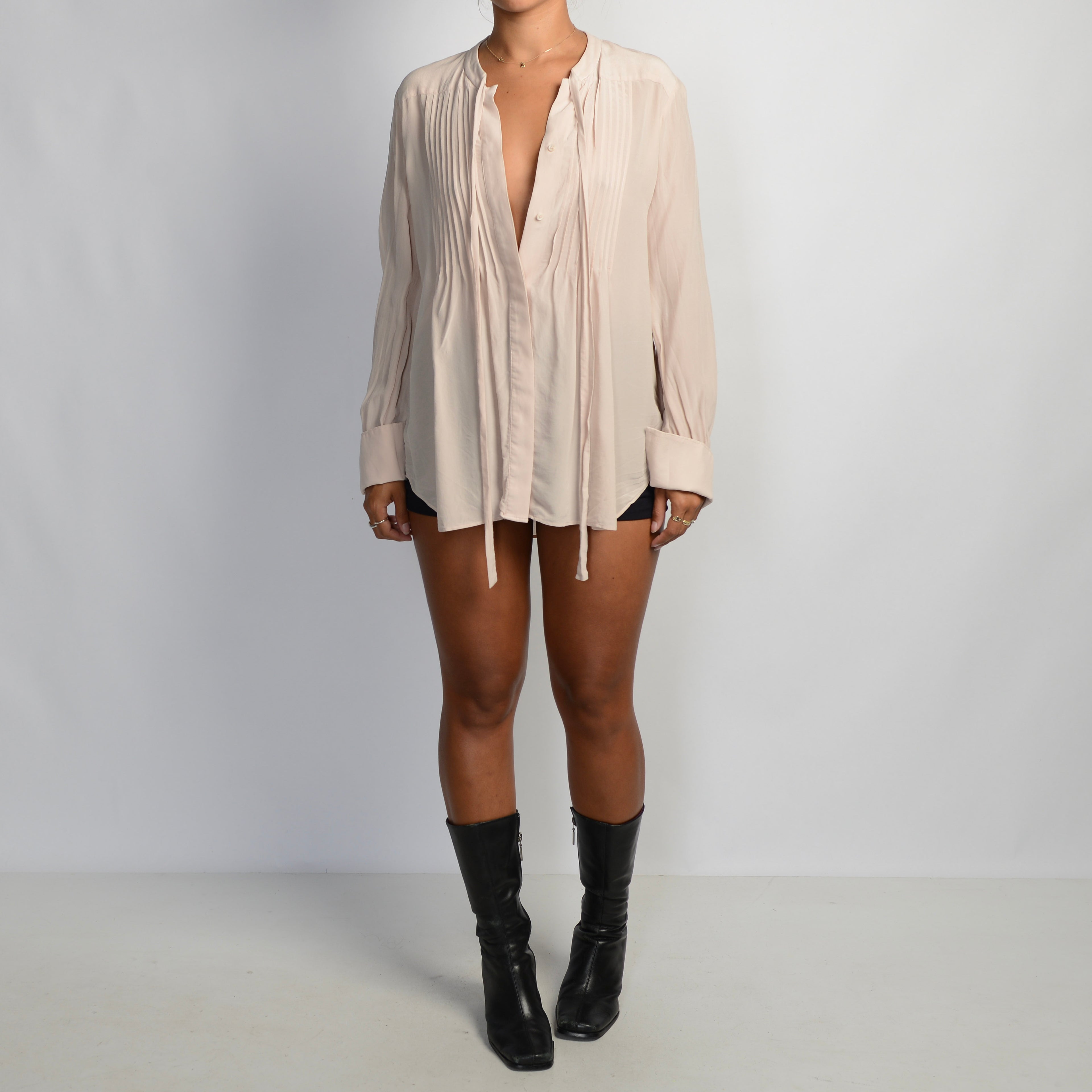 NUDE SILK BLOUSE