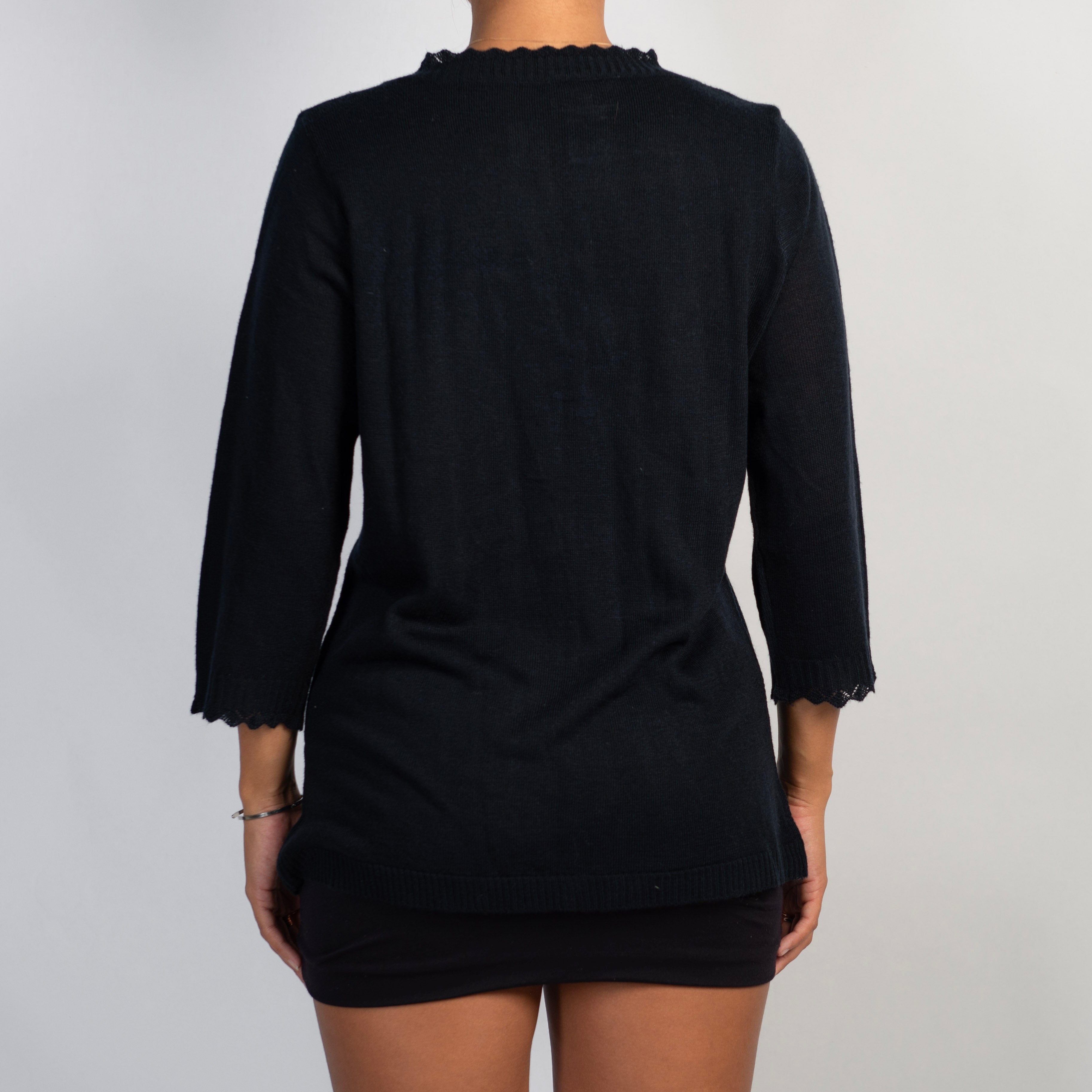 BLACK 3/4 SLEEVE CARDIGAN