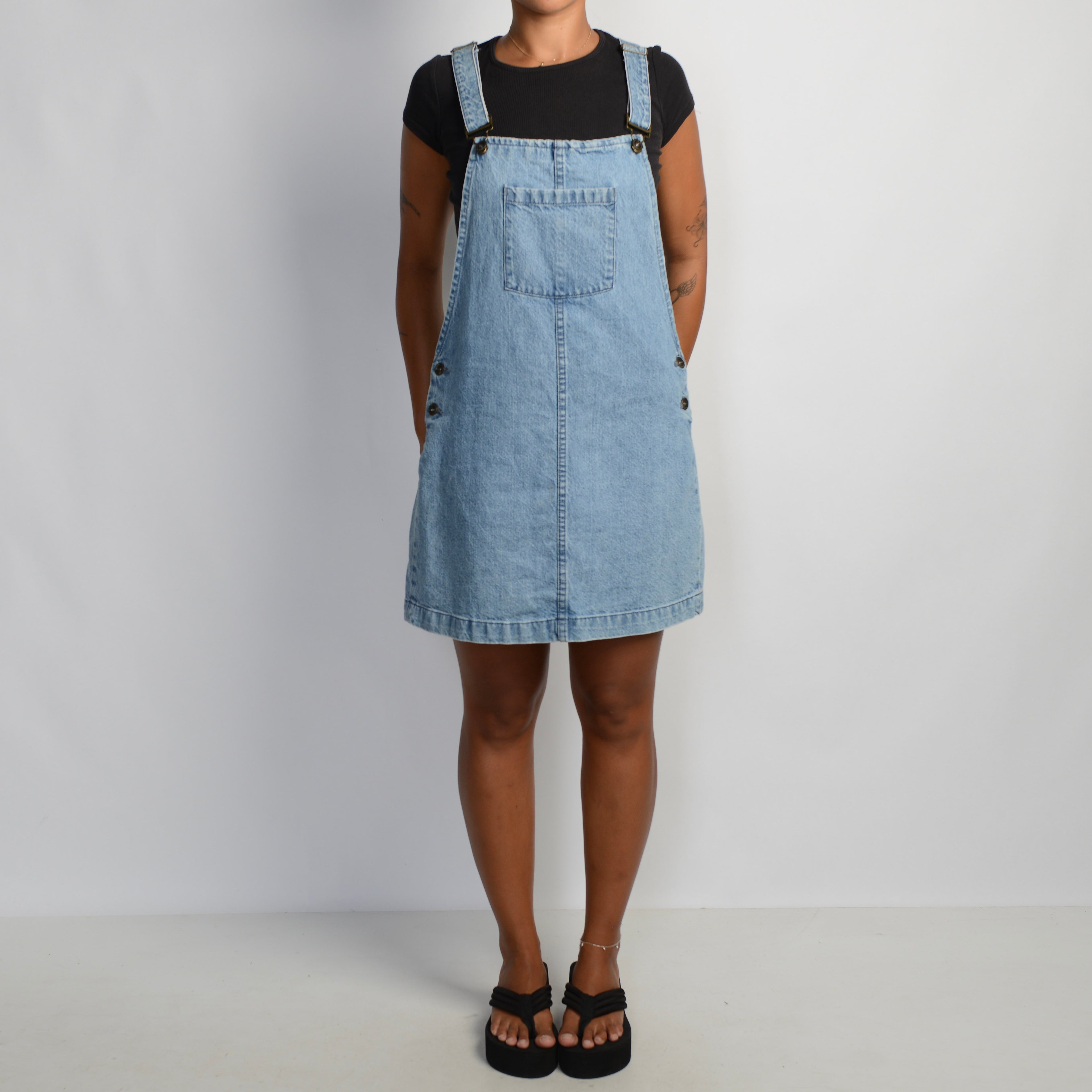 DENIM PINAFORE DRESS