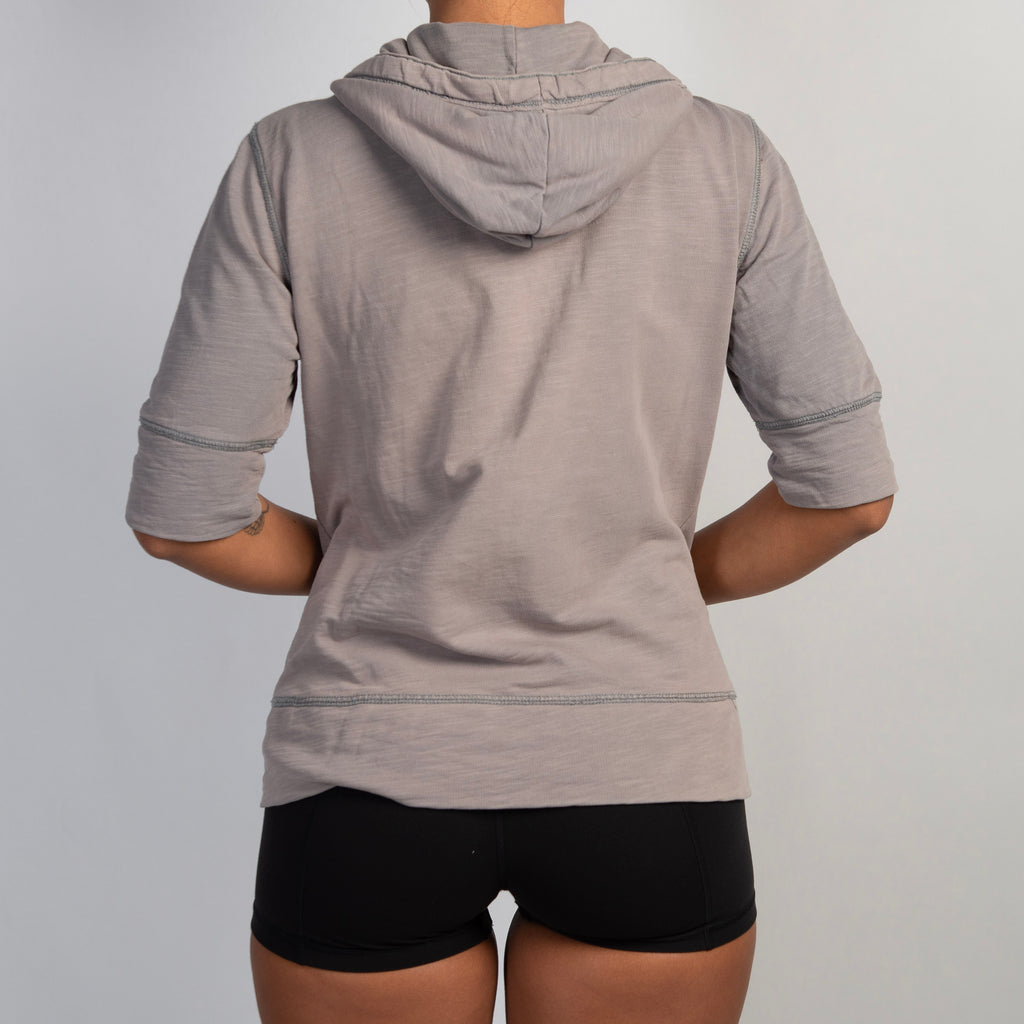 GREY 1/2 SLEEVE ZIP HOODIE