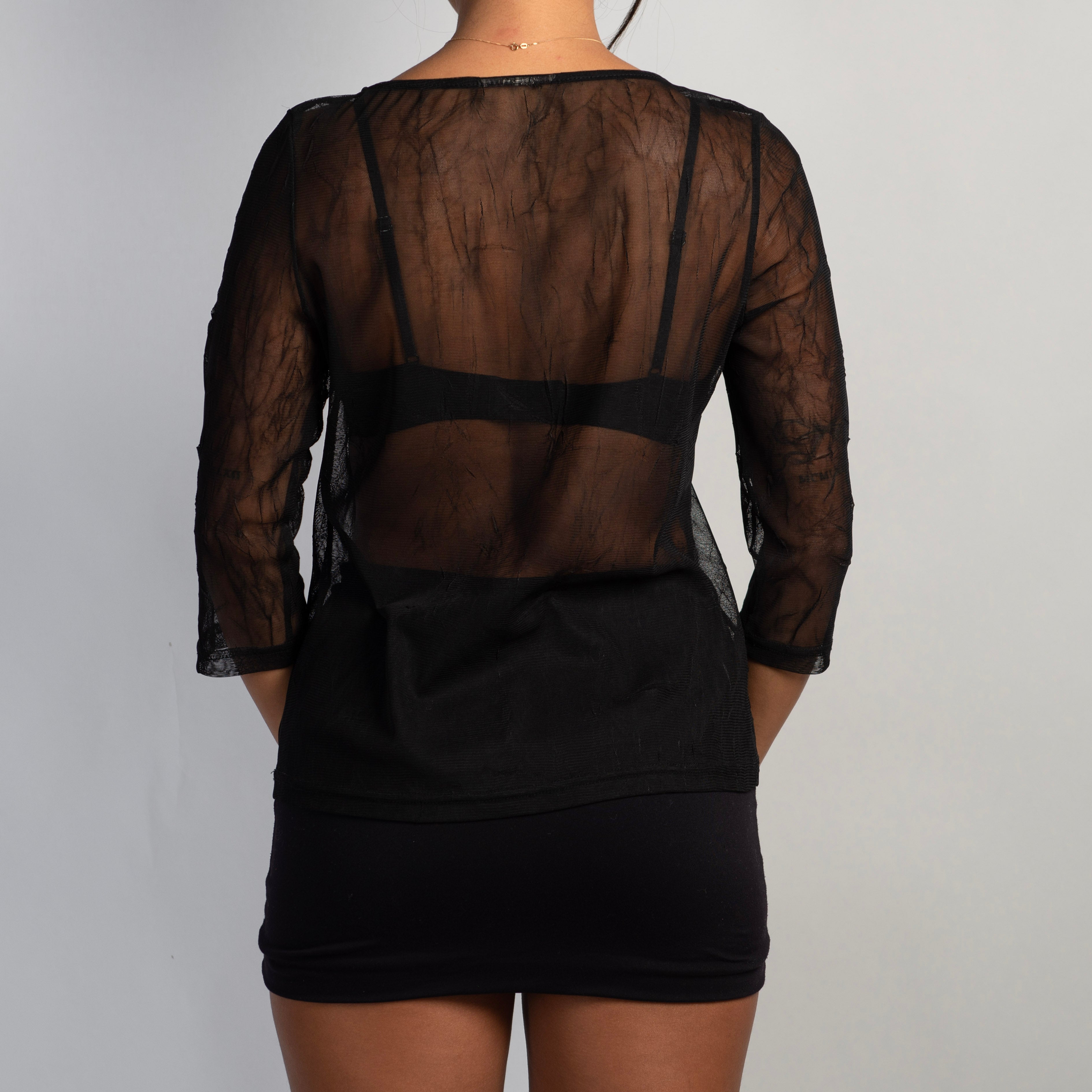 SHEER BLACK 3/4 SLEEVE TOP