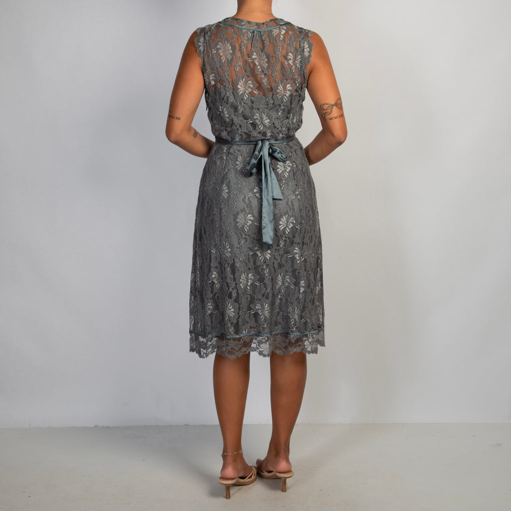GREY BLUE LACE DRESS