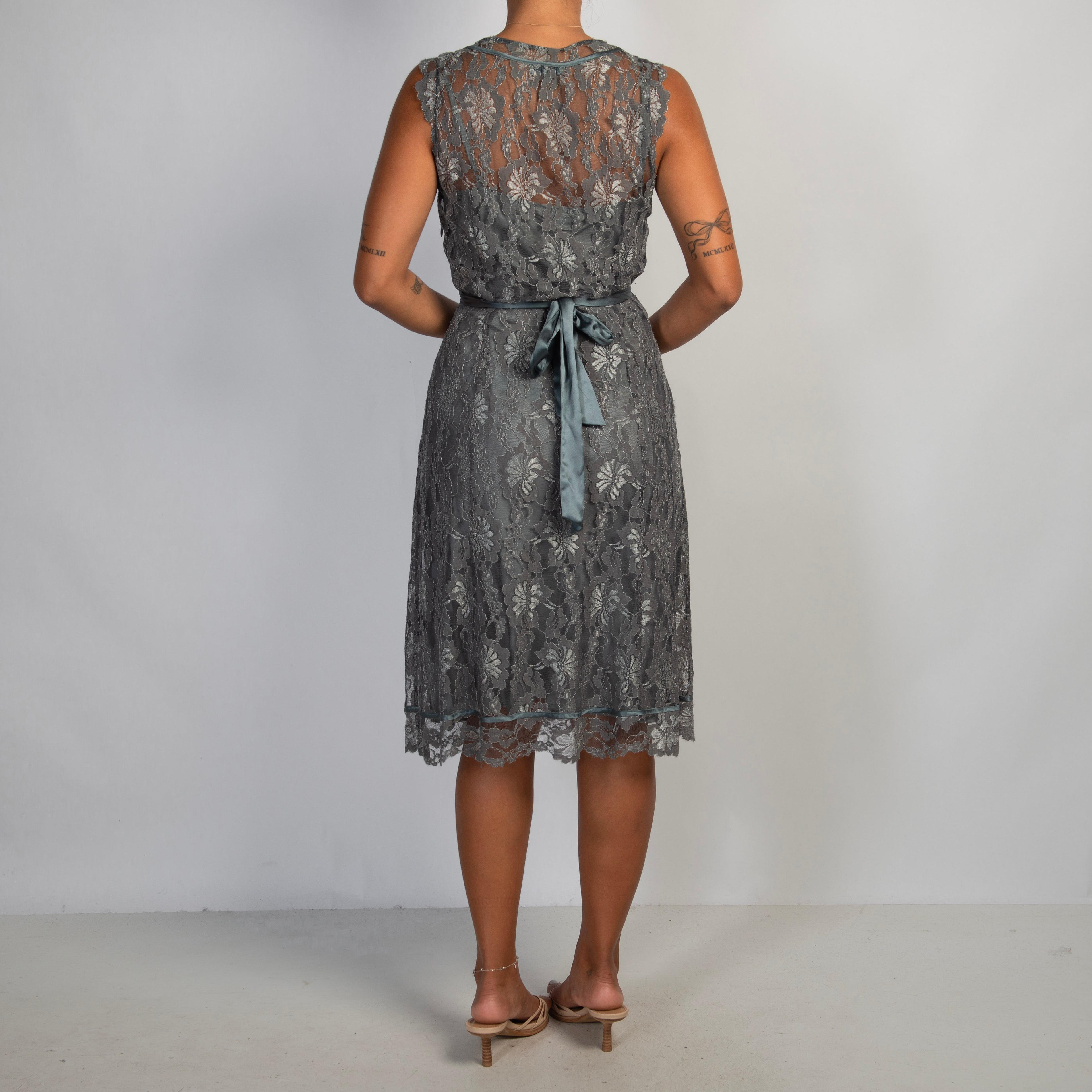GREY BLUE LACE DRESS