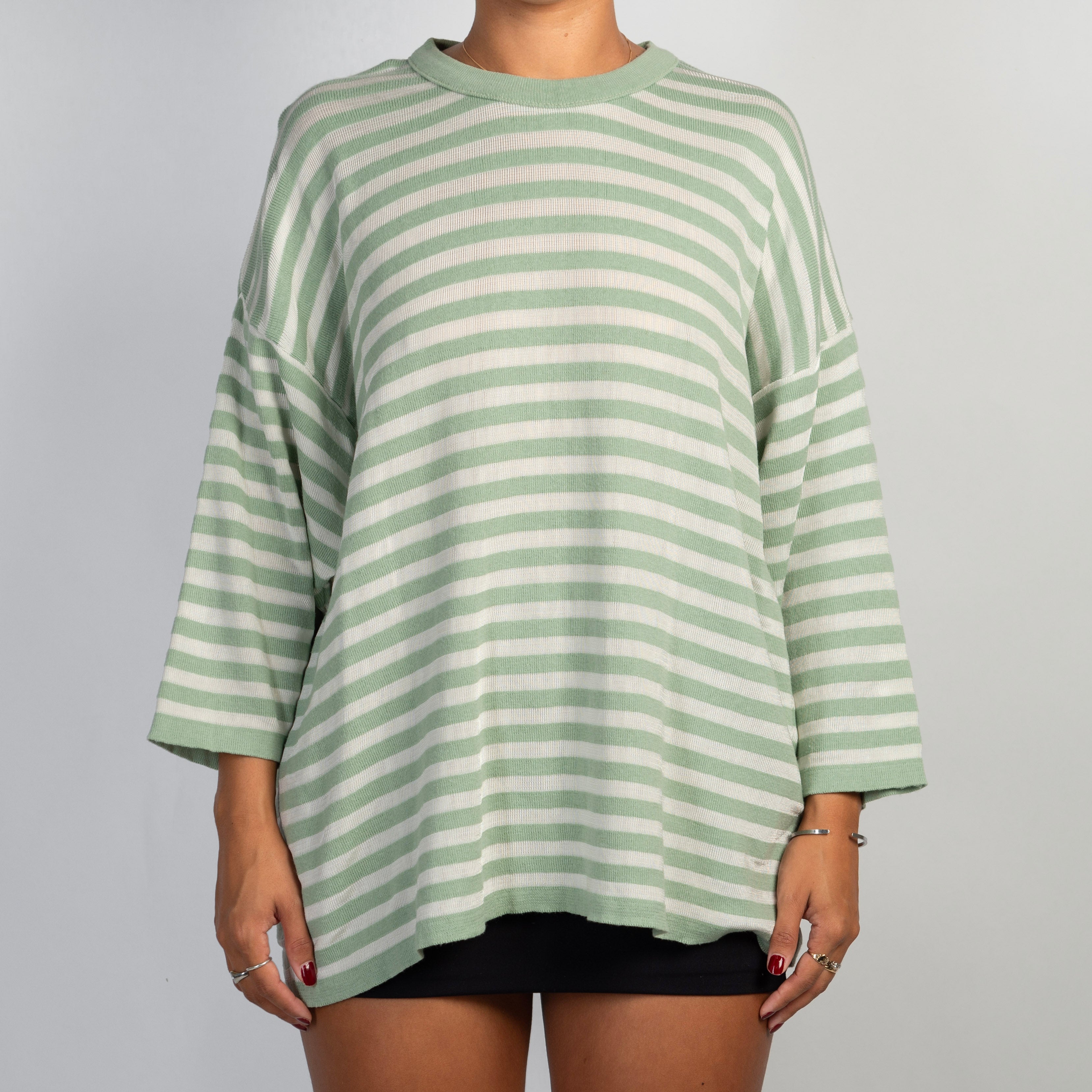 GREEN STRIPE OVERSIZED TOP