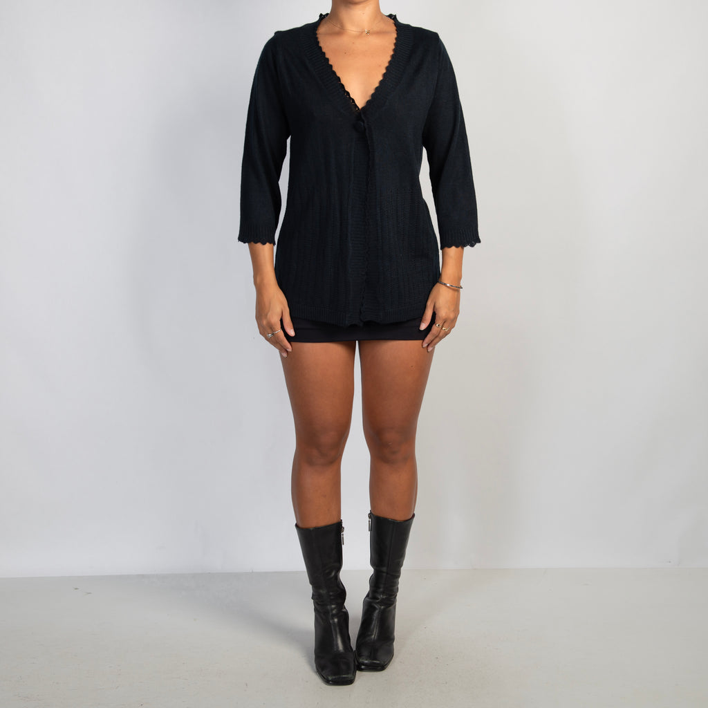 BLACK 3/4 SLEEVE CARDIGAN