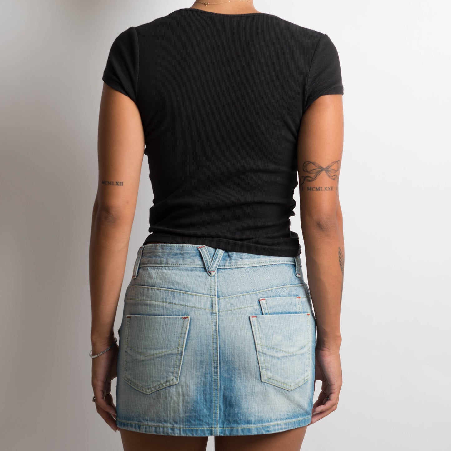 FADED DENIM MINI SKIRT