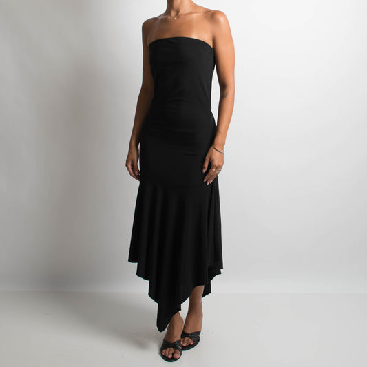 BLACK STRAPLESS EVENING DRESS