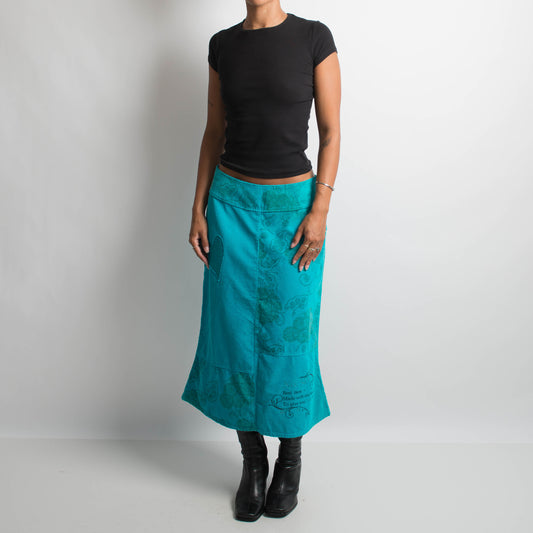 BLUE CORDUROY MIDI SKIRT