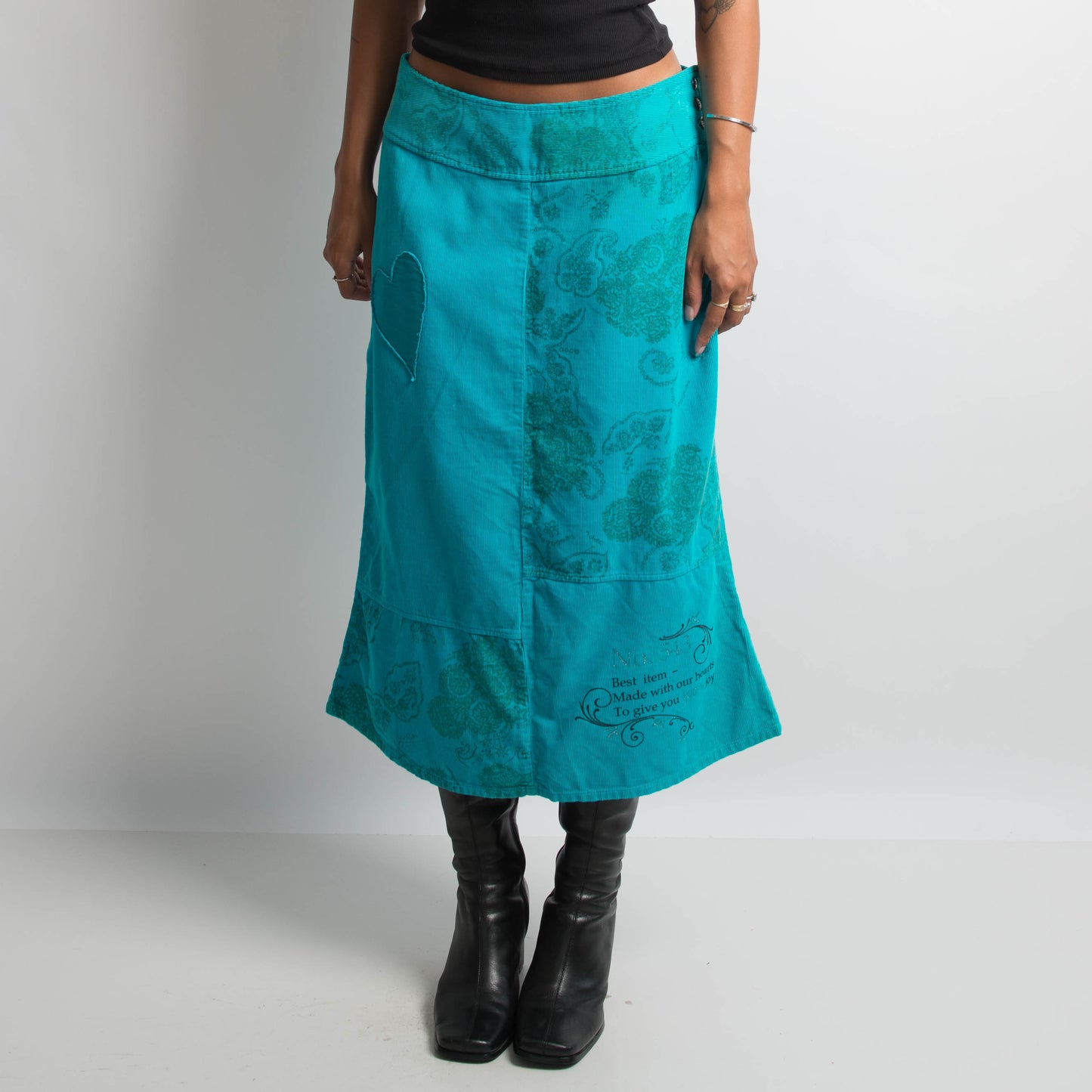 BLUE CORDUROY MIDI SKIRT