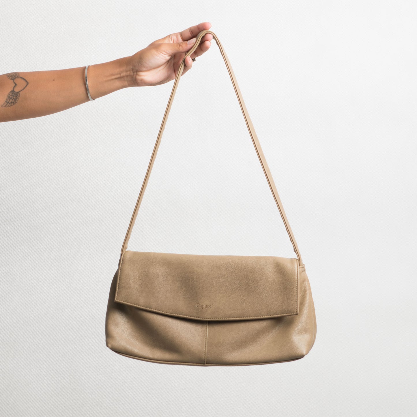 BEIGE FAUX LEATHER BAG