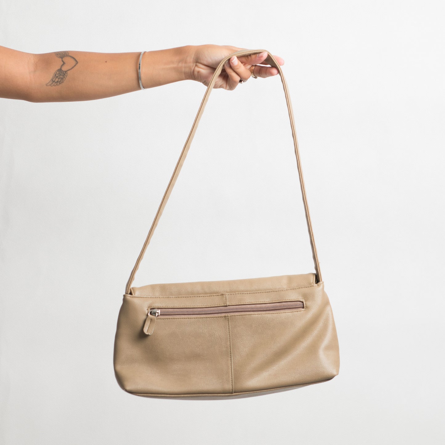 BEIGE FAUX LEATHER BAG