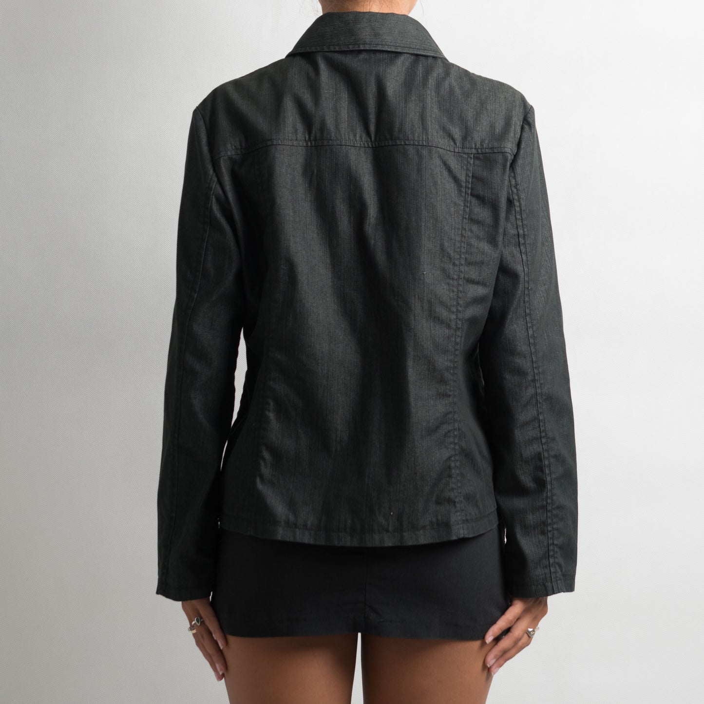 CHARCOAL FRONT ZIP JACKET