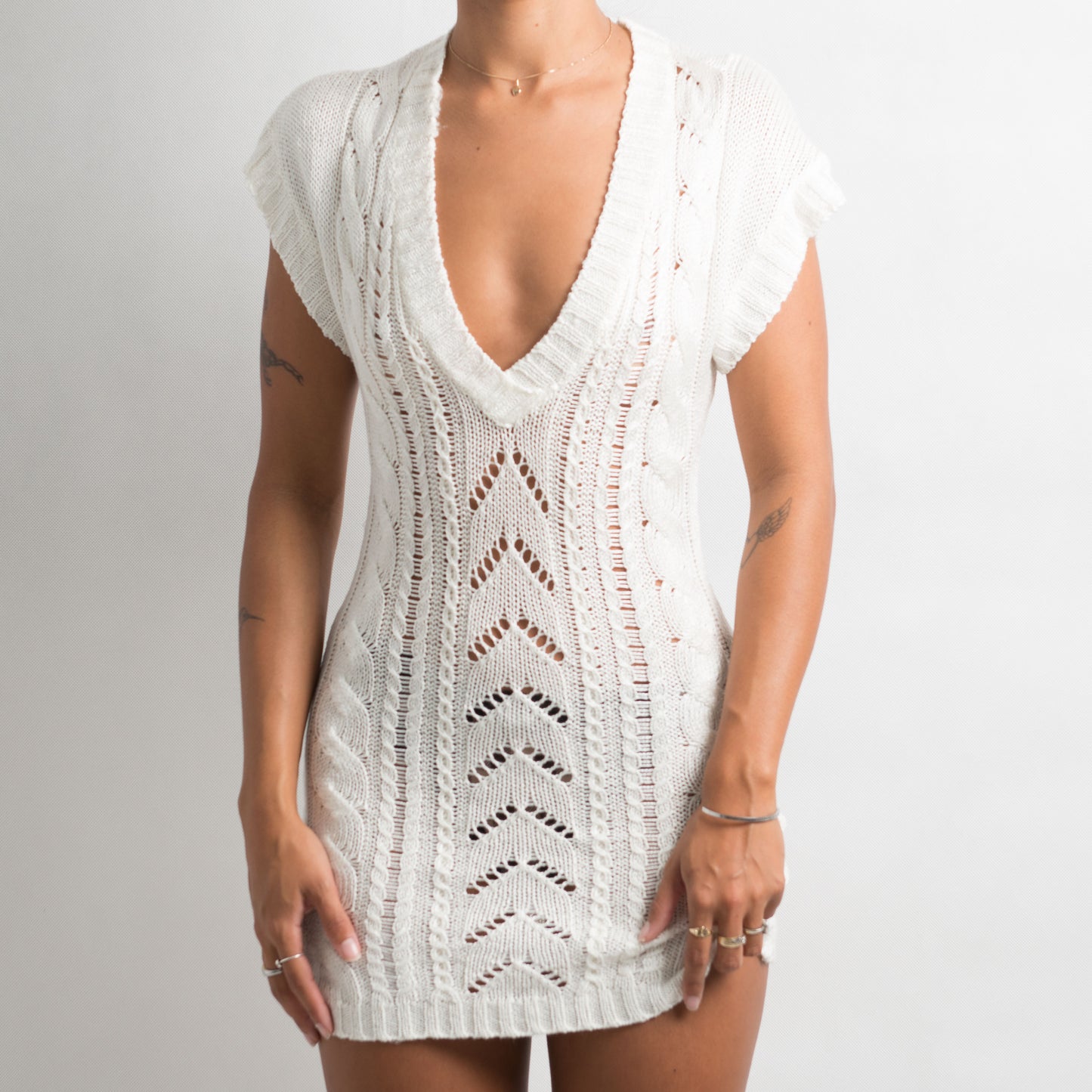 WHITE CROCHET LONGLINE TOP/DRESS