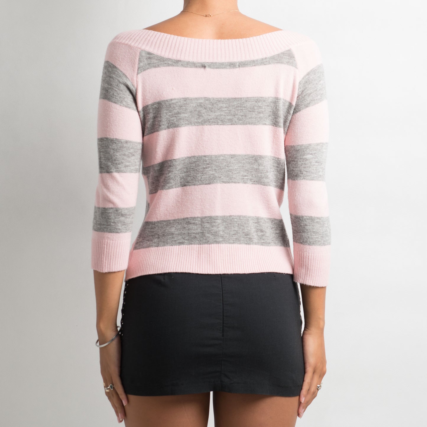 Y2K PINK/GREY STRIPED TOP