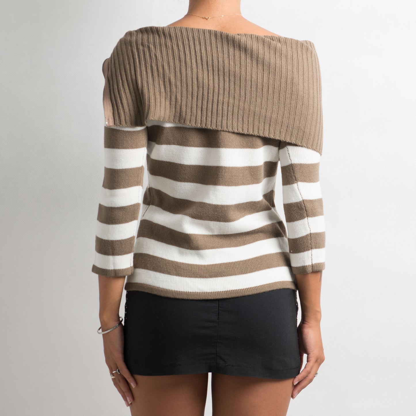 BROWN STRIPED MULTI WEAR KNIT