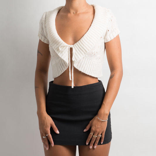 WHITE CROCHET KNIT TOP