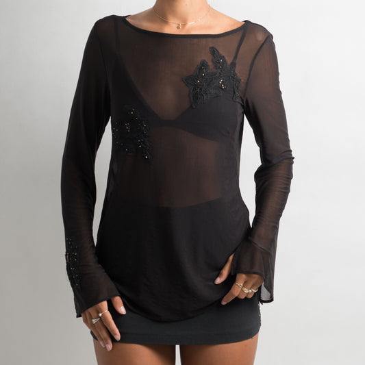 BLACK MESH LONG SLEEVE