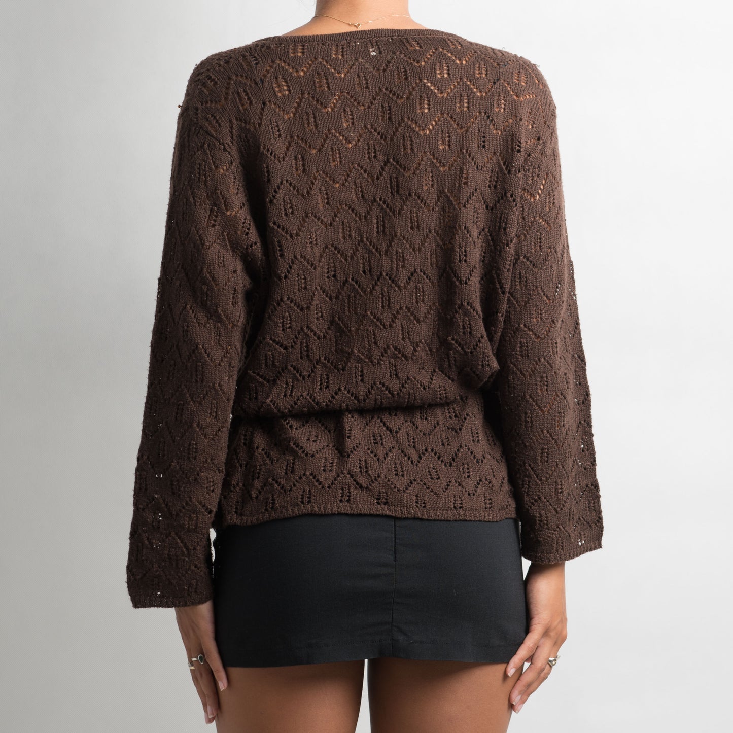 BROWN CROCHET CARDIGAN