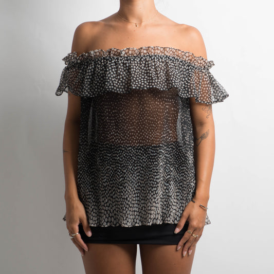 SHEER RUFFLE TOP