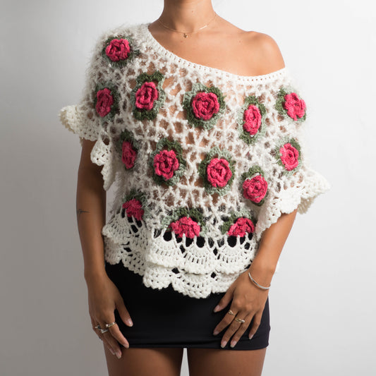FLORAL CROCHET KNIT TOP