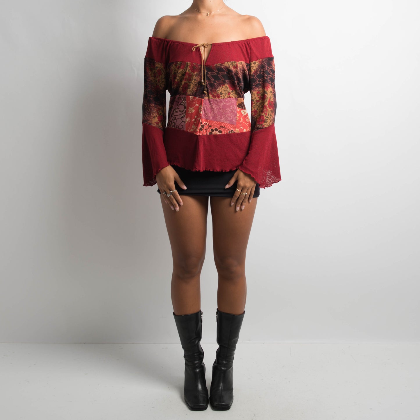 RED MESH BOHO TOP
