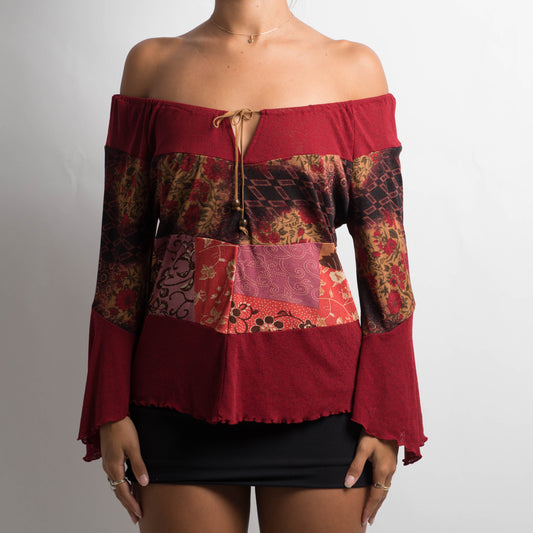 RED MESH BOHO TOP